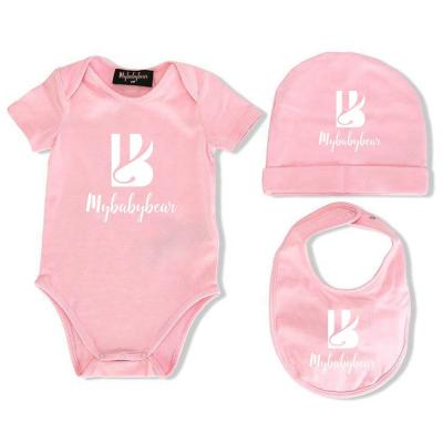 China 3pcs Sets Wholesale Cute Newborn Baby Clothes Soft Knit Short sleeves boutique Unisex Plain Baby Rompers for sale