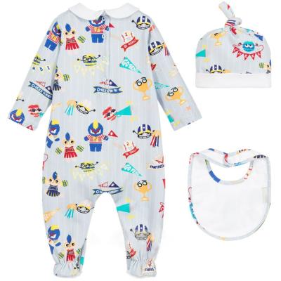 China custom design 3pcs toddler clothes / hats / bibs newborn girl sleeper footed baby clothes set baby clothing sets for sale