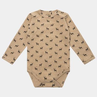 China Newborn Baby Girl Deer Printed Romper Jumpsuit Long Sleeve Cotton Knit Bodysuit Romper for sale