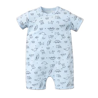 China 2023 Summer In Stock 100% Cotton Baby Jumpsuit Factory Reasonable Price Baby Rompers Short Sleeves Baby Clothing for sale