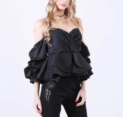 China OEM Designer Blouses Women Tops 2021 Butterfly Sexy Crop Top Anti-Shrink Top Black Blouse Customized By JBeiL for sale