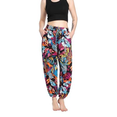 China 2022 Custom Breathable Women JBeiL Print Casual Beach Pants Floral Elastic Waist Women Casual Pants With Pockets for sale