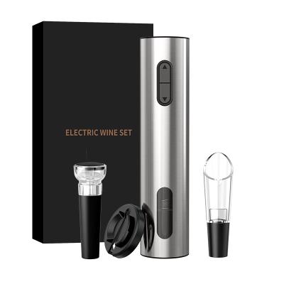 China Viable Black Rechargeable Electric Wine Opener Stainless Steel Gift Box Wine Corkscrew Refillable Wine Stopper for sale