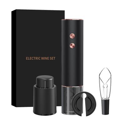 China Viable High Quality Rechargeable Electric Wine Bottle Opener Black Gift Box Wine Corkscrew Wine Stopper Set With Foil Cutter for sale