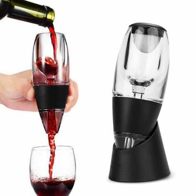 China Red Wine Sustainable Aerator Acrylic Pourer Wine Decanter With Filters Wine Dispenser With Holding Base for sale