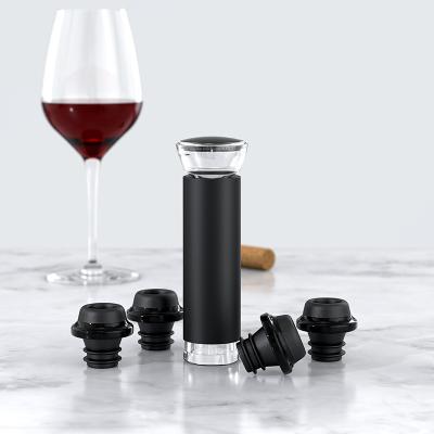 China Viable Amazon Hot Sale Wine Stopper Gift Set Vacuum Pump With 4 Stopper Wine Stopper Set for sale