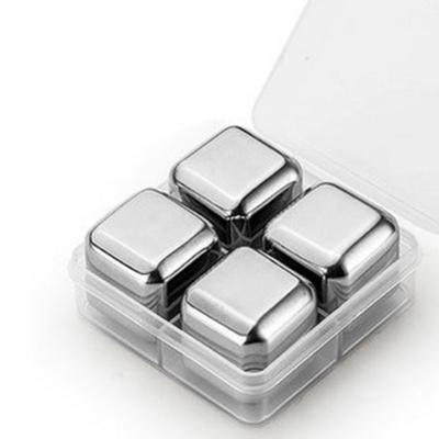 China Reusable Metal Ice Cube Cooling Stones Stainless Steel Ice Cubes 4-Piece N/M for sale