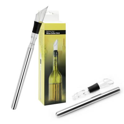 China Iceless Stainless Steel Wine Fridge Stick with Aerator Wine Bottle Stick Stainless Steel Pourer Cooler Decanter & Freezer N/M for sale