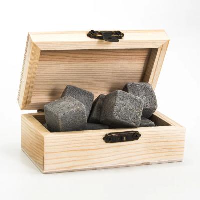 China Natural Whiskey Stones Reusable Ice Cubes Cooling Stones Whiskey Wine Rock With Wooden Box 8 - Pieces N/M for sale