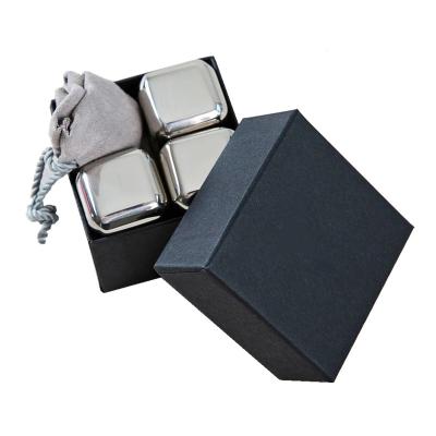 China Reusable Metal Ice Cube Cooling Stones Stainless Steel Ice Cubes 4-Pieces with Carry Bag N/M for sale