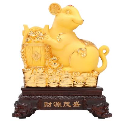 China 2020 China New Year Business Gift Gold Plated Resin 12 Chinese Zodiac Decorated Rat Figurine for sale