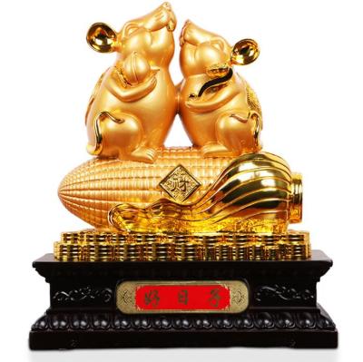 China China 2020 Year Chinese Large Size Gold Resin Rat Zodiac Collectible Figurines, Table Decor Statue for sale