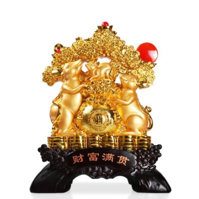 China Custom China Zodiac Golden Rat Statue 2020 New Year Symbol Mouse Rat Statue for sale