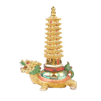 China China 24k Gold Dragon Turtle Painting Statue Bear Cultural Prosperity Pagoda for sale