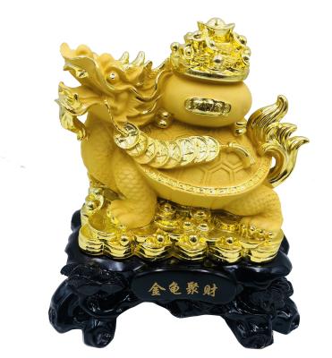 China China resin gold color dragon turtle staute for office home decoration gifts, fengshui animal statues for sale