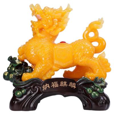 China Qilin yellow statue fengshui color china jade hot sales for sale