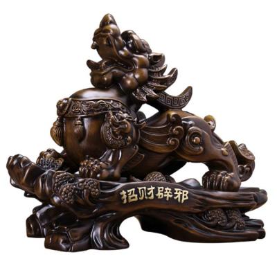 China China Big Grain Color Carving Chinese Wooden Pixiu Statue for sale