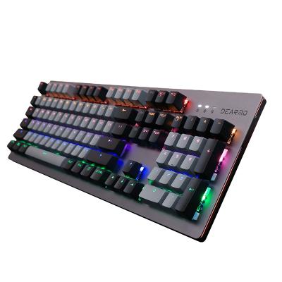 China Cheap Price Aluminum RGB Gray Wired Alloy Dearmo F1 Backlit Mechanical Gaming Keyboard for sale