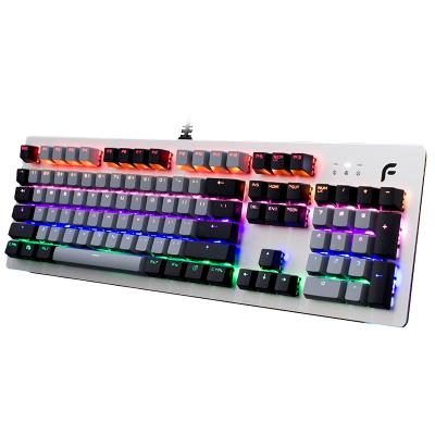 China Aluminum Alloy Dearmo F1 Direct Selling RGB Gaming Aluminum White Cable Mechanical Keyboard for sale