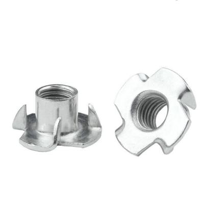 China Retail industry carbon steel galvanized m8 claw insert t nut four multidirectional climbing four tee nuts for sale