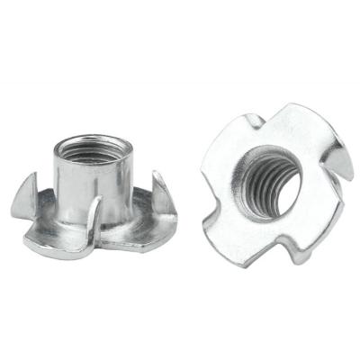 China Heavy Industry Galvanized Steel 4 Fork T Nut Blind Tee Timber Insert Wood Nuts for sale