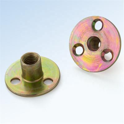 China Heavy Industry High Precision M10 Or 3/8 Color Zinc Furniture Round Base Brad Hole T Nut for sale