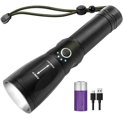 China Zoomable Flashlight 10000 lumen high lumen IPX5 waterproof rechargeable flashlights with 5 