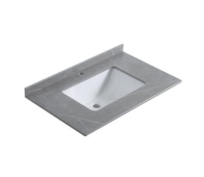 China Easy Clean Modern Bathroom Vanity Tops Lavatory Artificial Marble Stone Sink for sale