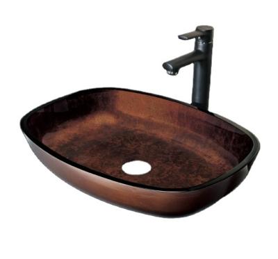 China Newest Modern DF Countertop Glass Vessel Sink Bathroom Customized Glass Basins for sale