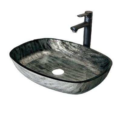 China New Color Vessel Vanity Bathroom DF Glass Hand Basin Sink Modern Single Table Sink for sale