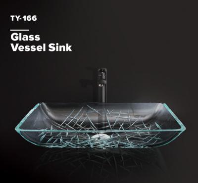 China DF New Style Clear Modern Crystal Glass Wash Basin Glass Vessel Top Sink for sale