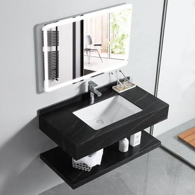 China Easy Clean Modern Bathroom Sintered Sink Stone Marble Vanity Top Cabinet Style Basin for sale