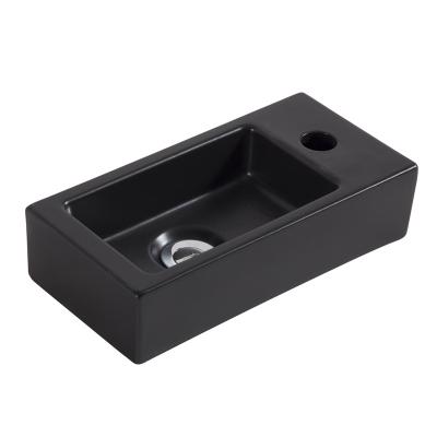 China Table 3053L Table Top Bathroom Sink Color Small Modern Solid Outdoor Ceramic Black Countertop Hand Rectangular Wash Basin for sale