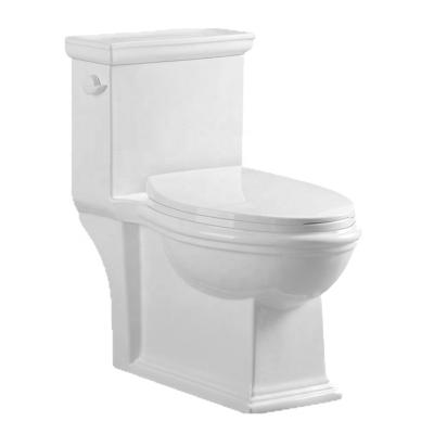 China Modern Elongated Level American Ceramic Belt Floor One Piece Toilet for sale