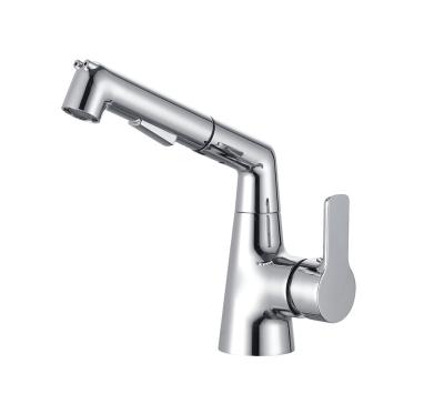 China Factory Price Sanitary Metered Faucets Manufacturer Pay Attention Brass Hot And Cold Single Handle Pull Basin Mixer Bathroom Faucet for sale