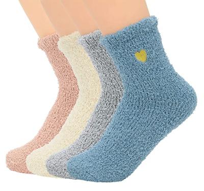 China New QUICK DRY Girls Warm Plush Soft Comfortable Women Crew Socks Slipper Knock Casual Sleep Socks For Winter for sale