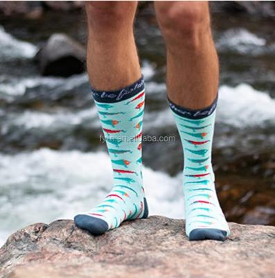 China QUICK DRY Custom Design Fishing Funny Men's Fly Tube Printing Gift Breathable Crew Socks for sale