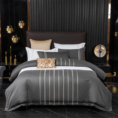 China Brillmax Gray Luxury Cotton 3/4pcs Nondisposable Exquisite Embroidery Bedding Sets 100% Cotton Sleep Sheets European Style Bedding Sets for sale