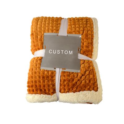 China Anti-Static Custom Raschel Throw Blankets Bulk Soft Plush Warm Blanket For Winter Double Layer for sale