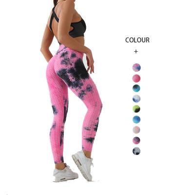 China Anti Booty Amazon Cellulite Fitness Workout Compression Gym Gaiters Crack! crack! breathable high waist dye tie for women for sale