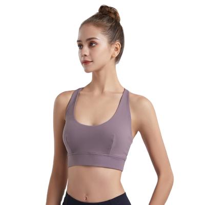 China Breathable Cute Eco-Friendly Women's Sports Bra Solid Color Full Coverage Full Coverage Logo Spaghetti Strap Sports Bra for sale