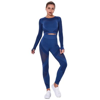 China Crack! crack! Breathable Custom Leggings Set Butt Gym Fitness Sets Seamless 2 Piece Women Yoga Set Fitness Set Gym Sports Suits for sale