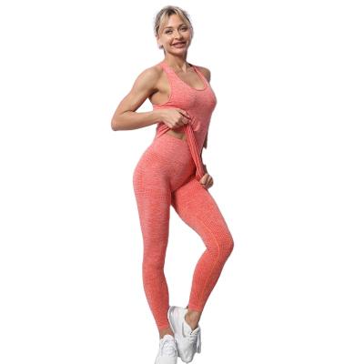 China OEM Woman Fitness Yoga Wear Sports Tank Breathable Seamless 2021 Sportswear Ladies 2 Pieces Set Women for sale