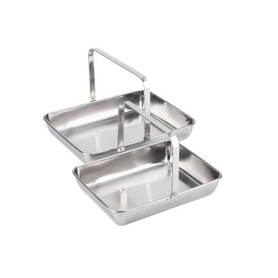 China Restaurant serving tray with handle rectangle tray deepen thickening stainless steel napkin tray serving for sale