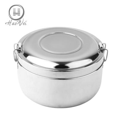 China Freshness Preservation Layers Double Thickening No Handle With Lock Round Stainless Steel Tiffin Bowl For School for sale