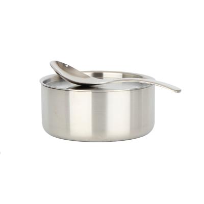 China Sustainable Korean Style 11cm Thicken With Lid And Spoon 304 Stainless Steel Soup Bowl Rice Bowl for sale