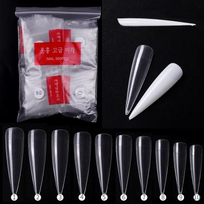 China Easy Apply 500pcs/bag Sharp Nail Tips /Natural Clear Long Nail Tips Extra Long Nail Tips for sale