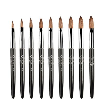 China Beauty Painting Tools Black Acrylic Nail Pincel Art Glue Painting Brush 100% Kolinsky Heart Nail Brush 2022 for sale