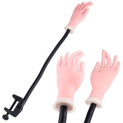 China Reusable Flexible Bendable Flexible Nail Art Tool Training Prosthetic Manicure Soft Silicone Nail Practice Practice Hand for sale