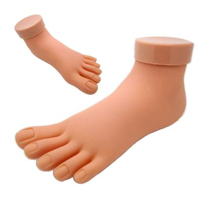 China Reusable Flexible Movable Soft Prosthetic Tool Silicone Right Foot Manicure Practice Fake Foot Model For Nail Art Training Trainer for sale